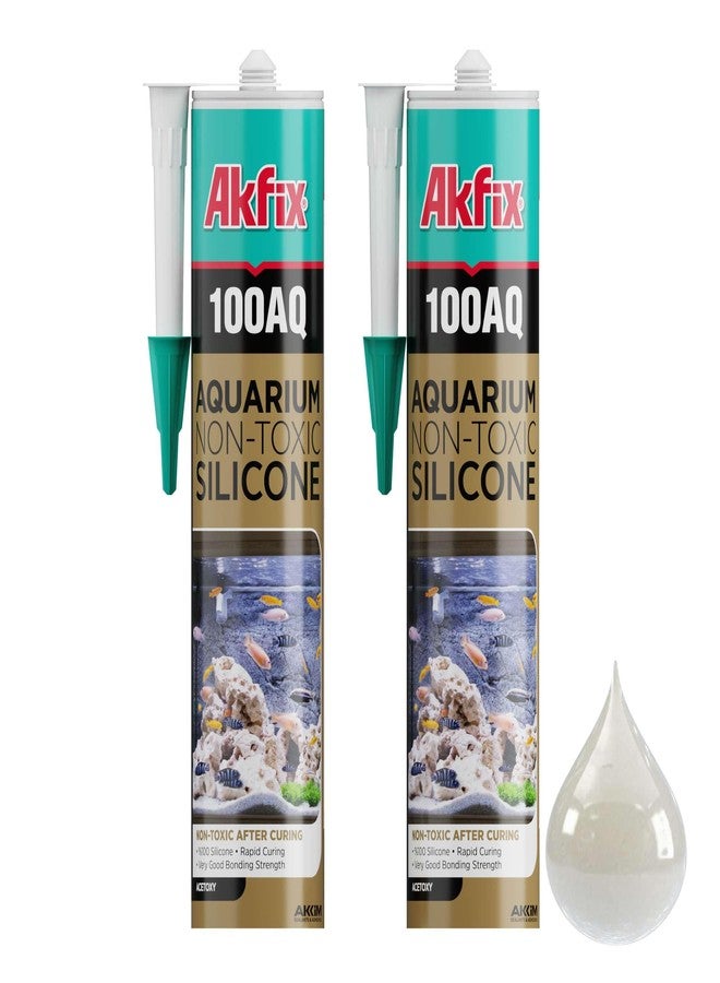 Akfix 100AQ Aquarium Sealant Clear (2x10.1 fl. oz.) - 100% Waterproof, Fish-Safe, High-Speed Curing and Strong Adhesion, Non-Toxic Glass Adhesive for Aquarium Repair | Clear, 2 Pack - Image 1