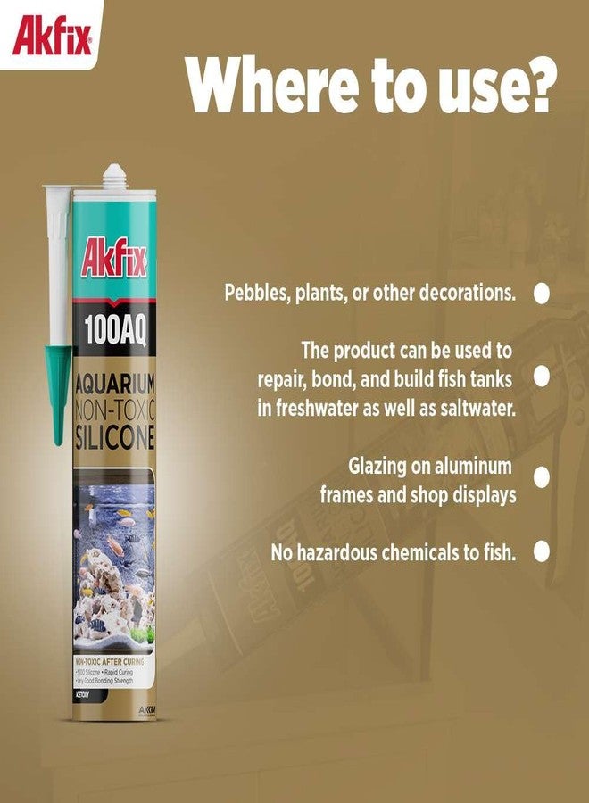 Akfix 100AQ Aquarium Sealant Clear (2x10.1 fl. oz.) - 100% Waterproof, Fish-Safe, High-Speed Curing and Strong Adhesion, Non-Toxic Glass Adhesive for Aquarium Repair | Clear, 2 Pack - Image 5