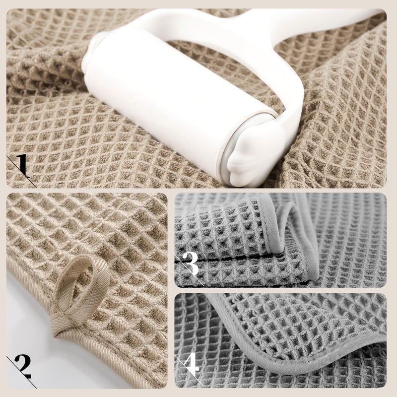 POLYTE 430 GSM Microfiber Oversize Quick Dry Lint Free Bath Towel, 60 x 30 in, 4 Pack (Waffle Weave) - Image 4