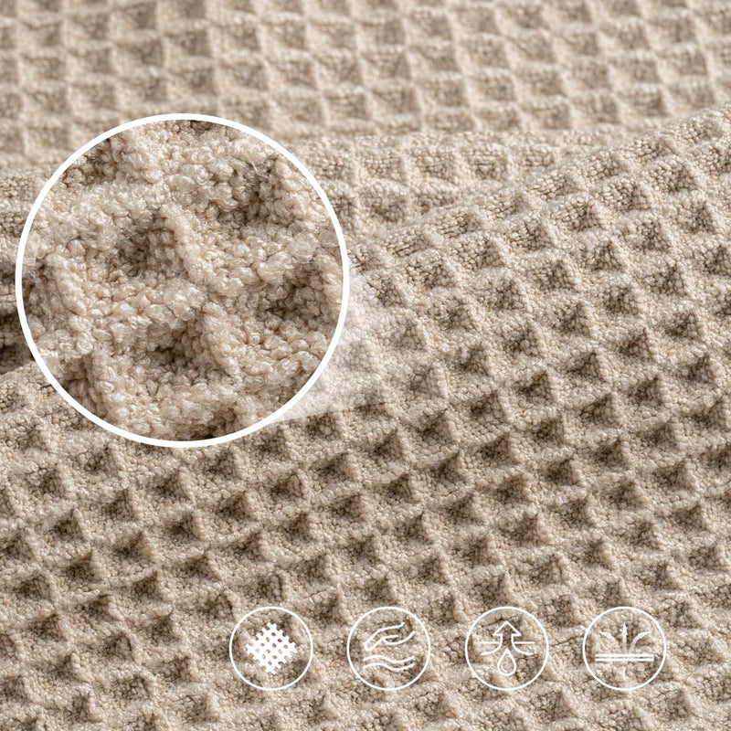 POLYTE 430 GSM Microfiber Oversize Quick Dry Lint Free Bath Towel, 60 x 30 in, 4 Pack (Waffle Weave) - Image 5