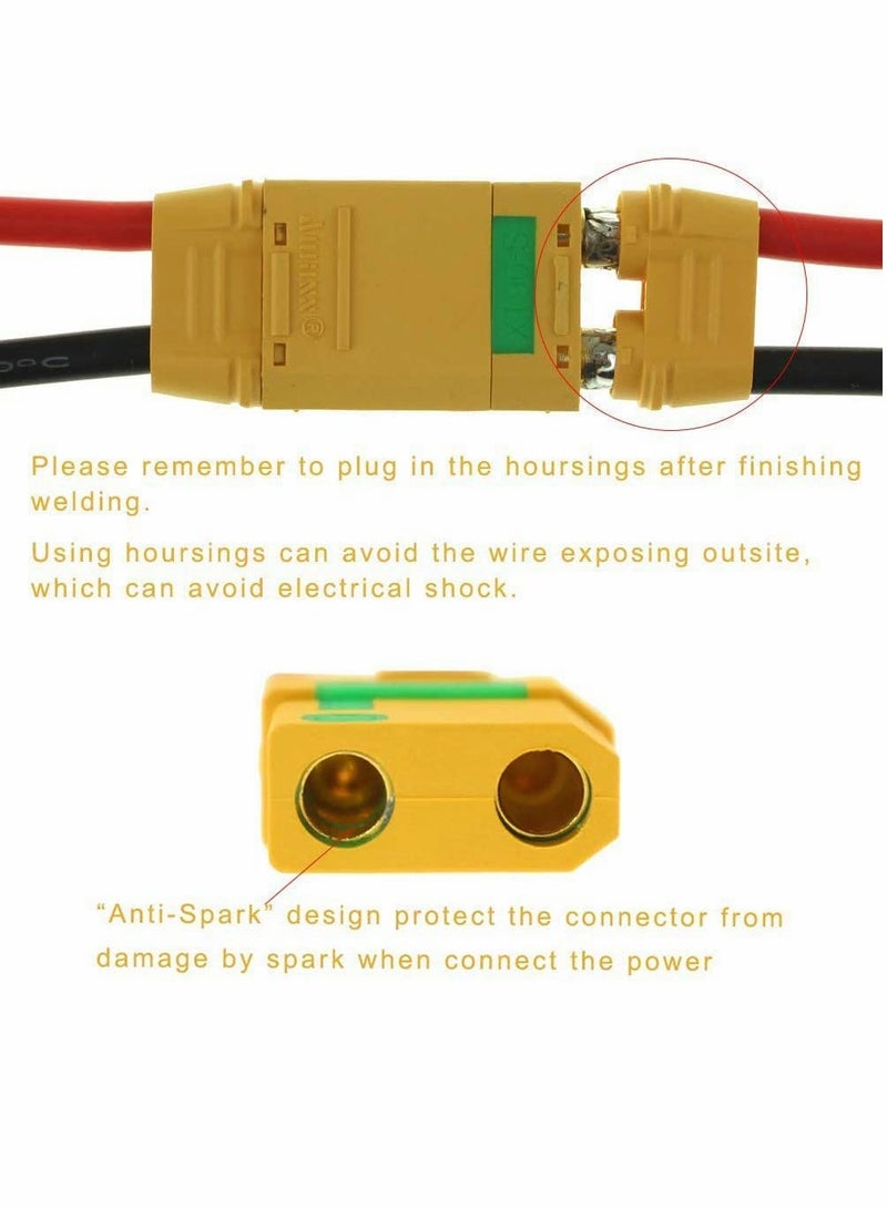 High Performance Anti-Spark XT90 Male Female Connectors for RC Quads FPV Drones Lipo Batteries and ESCs 5 Pairs - Image 2