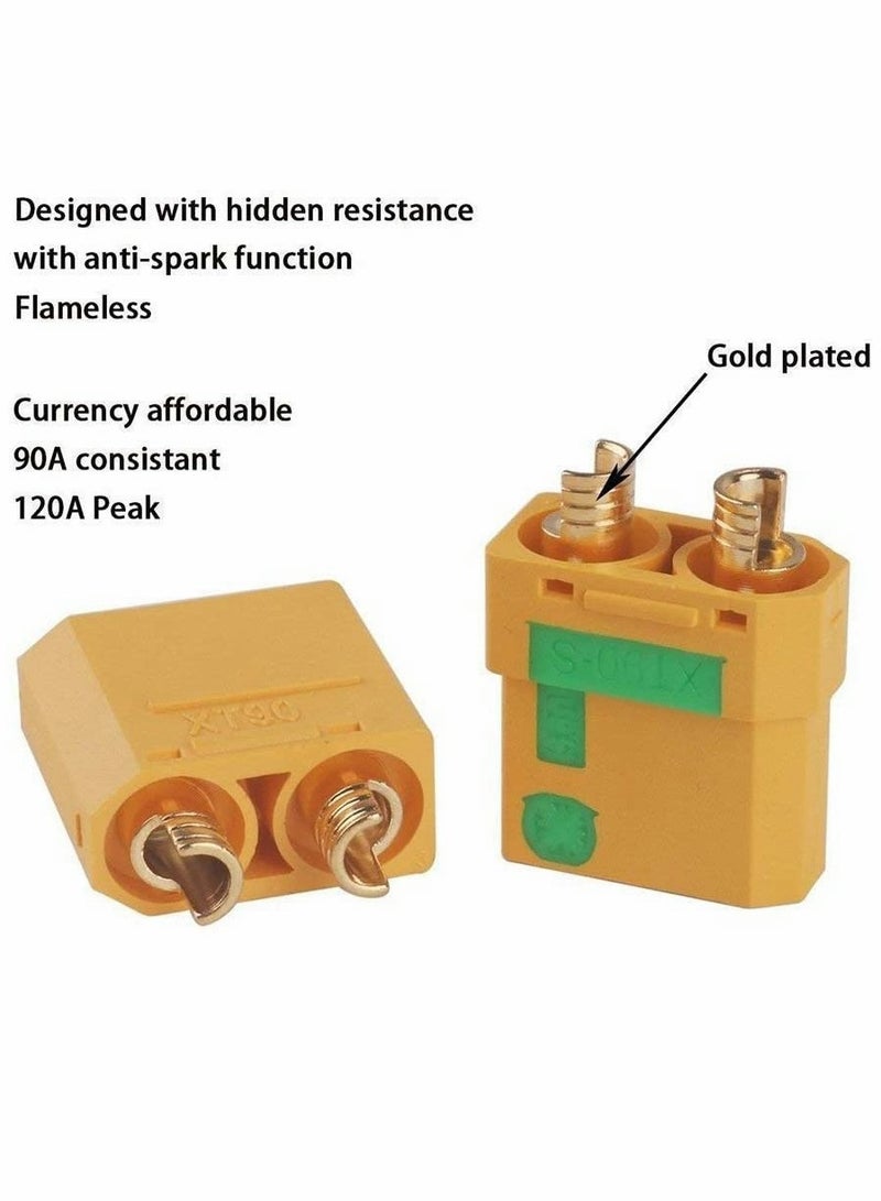 High Performance Anti-Spark XT90 Male Female Connectors for RC Quads FPV Drones Lipo Batteries and ESCs 5 Pairs - Image 3