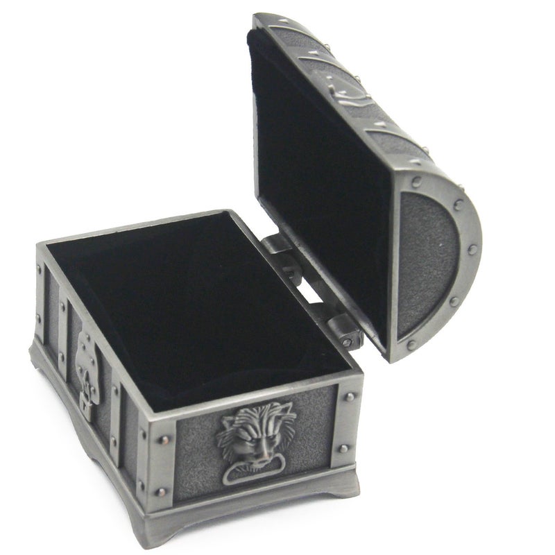 AVESON Rectangle Vintage Metal Treasure Chest Trinket Jewelry Box Gift Box Ring Case for Girls Ladies Women, Small, Tin Color - Image 5