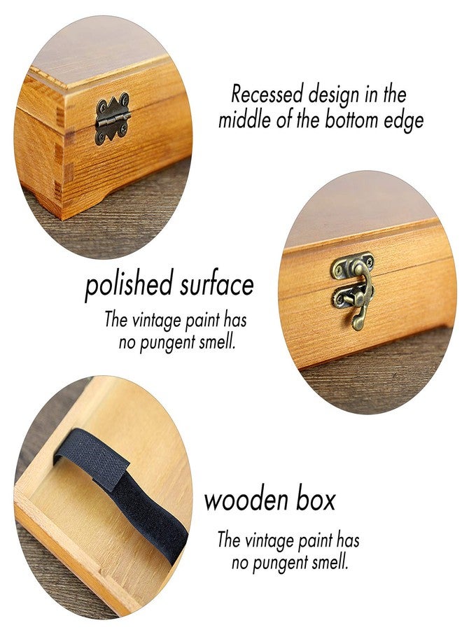 Zunate Wooden Sketching Pencil Box, Vintage Art Supply Wooden Storage Box, Stationery Storage Case with Lid and Lock for Pastels Pencils Pens Markers Brushes Storage - Image 2