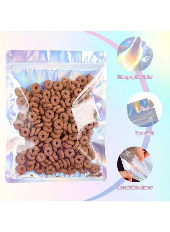 100pcs Holographic Resealable Foil Pouches 8x5 5 Inch With Handles For Party Favors Food Storage - Image 4