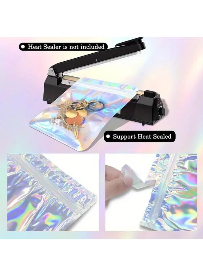 100pcs Holographic Resealable Foil Pouches 8x5 5 Inch With Handles For Party Favors Food Storage - Image 3