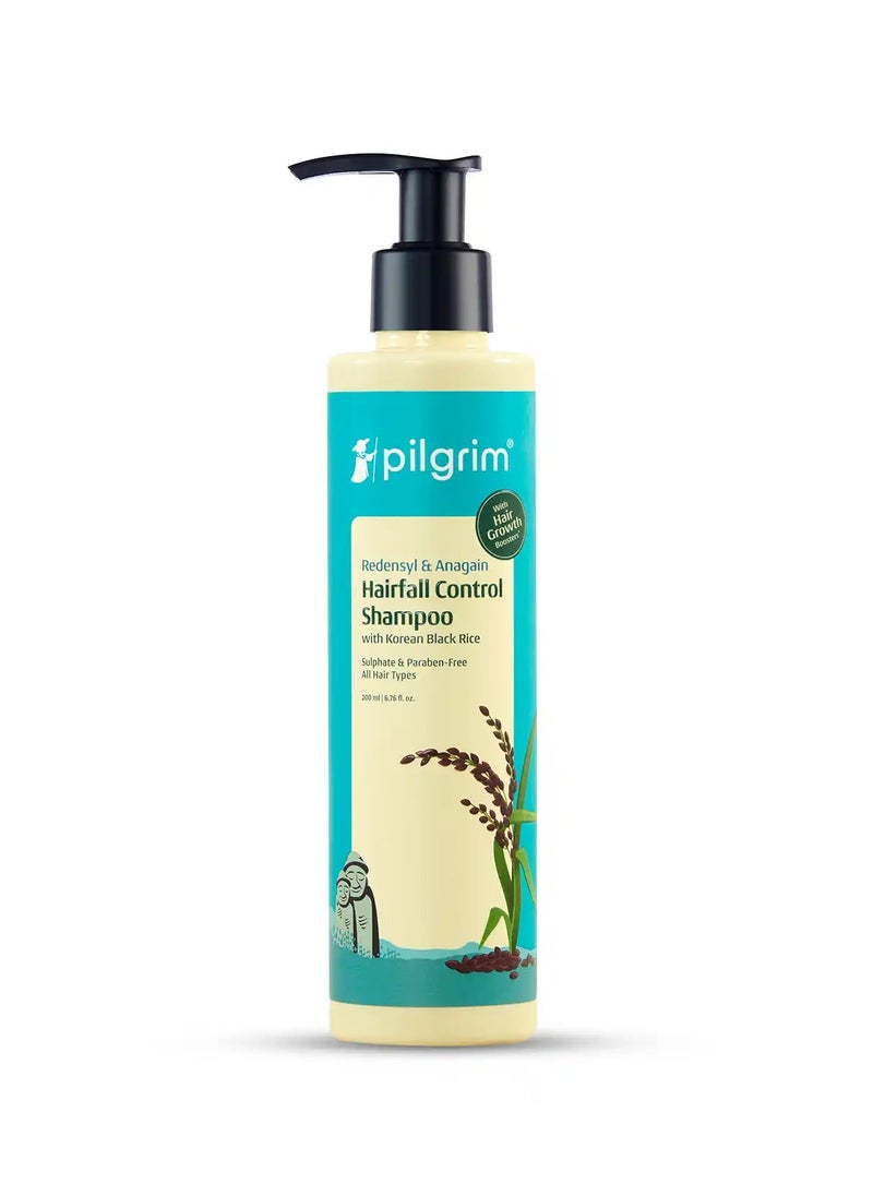 PILGRIM Pilgrim Redensyl & Anagain Hairfall Control Shampoo with Korean Black Rice 200ml | Anti Hairfall shampoo for Men & Women | Reduces Hairfall | Promotes Hair Thickness | For All Hair Types  - Image 1