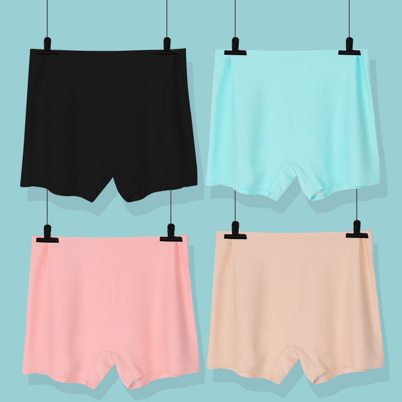 Seamless Ice Silk Safety Shorts Womens Anti-Exposure Boyshorts Pink