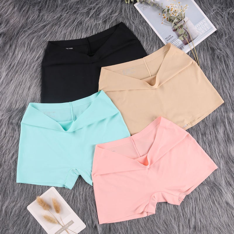 Seamless Ice Silk Safety Shorts Womens Anti-Exposure Boyshorts Pink
