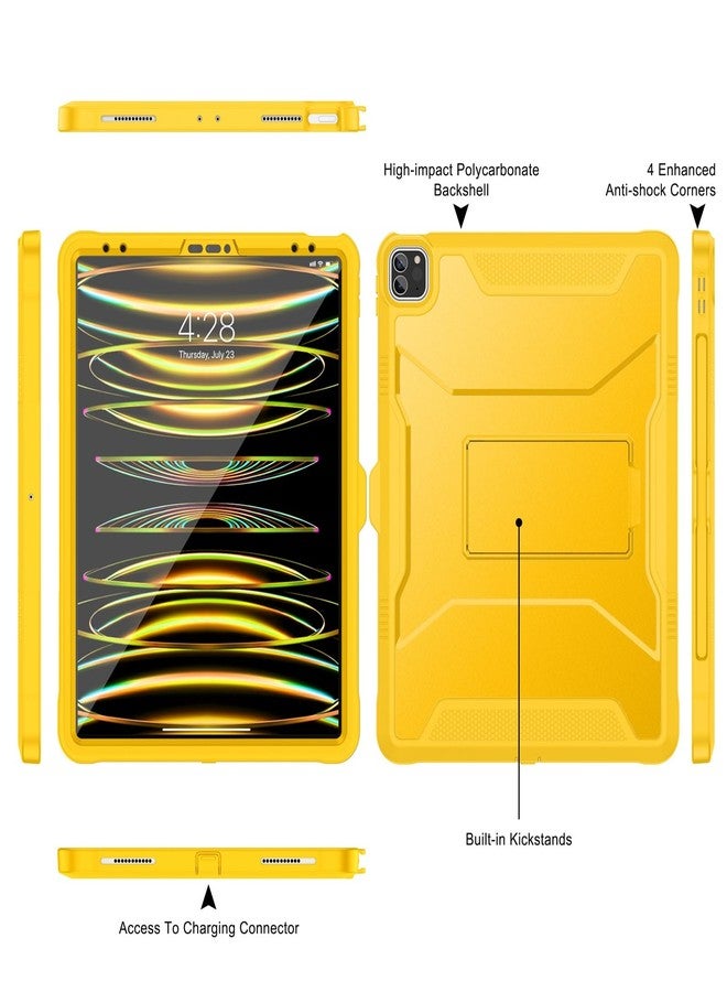 Soke Case for iPad Pro 12.9 Inch 6th/5th/4th Generation(2022/2021/2020 Release), Rugged Shockproof Protective Cover with Built-in Kickstand for Apple iPad Pro 12.9 - Lemon Yellow - Image 3