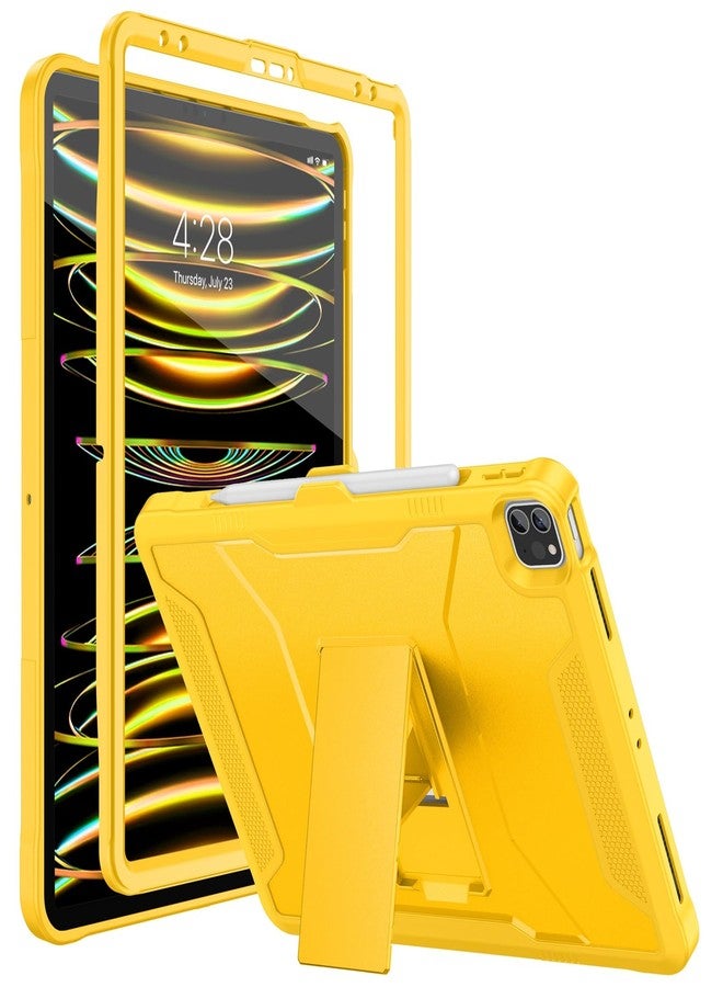Soke Case for iPad Pro 12.9 Inch 6th/5th/4th Generation(2022/2021/2020 Release), Rugged Shockproof Protective Cover with Built-in Kickstand for Apple iPad Pro 12.9 - Lemon Yellow - Image 1