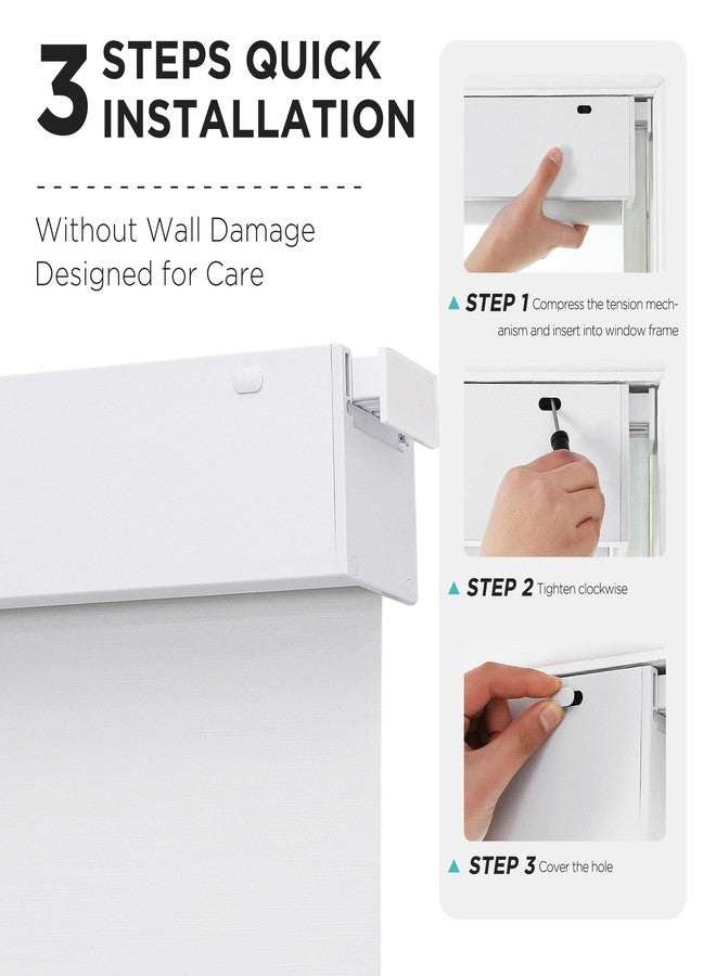 Joydeco No Drill No Tools Blackout Shades, Free-Stop Cordless Roller Shades, Thermal Insulated Blinds for Indoor Windows, Easy Install Window Blinds for Home and Office (White, 35" W X 75" H) - Image 2