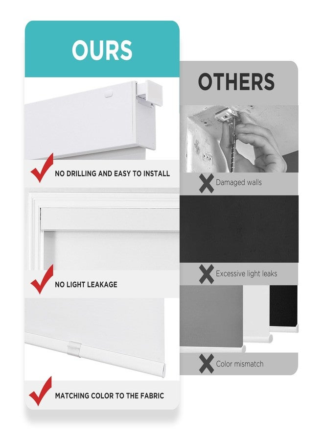 Joydeco No Drill No Tools Blackout Shades, Free-Stop Cordless Roller Shades, Thermal Insulated Blinds for Indoor Windows, Easy Install Window Blinds for Home and Office (White, 35" W X 75" H) - Image 4