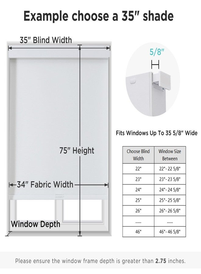 Joydeco No Drill No Tools Blackout Shades, Free-Stop Cordless Roller Shades, Thermal Insulated Blinds for Indoor Windows, Easy Install Window Blinds for Home and Office (White, 35" W X 75" H) - Image 3