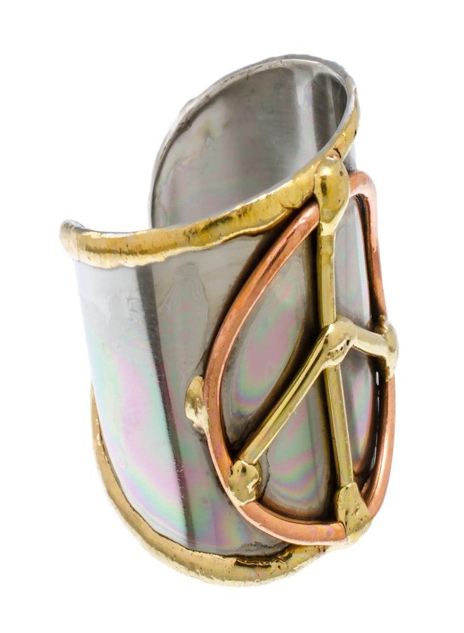 Anju Tri-Tone Peace Adjustable Cuff Ring - Image 2