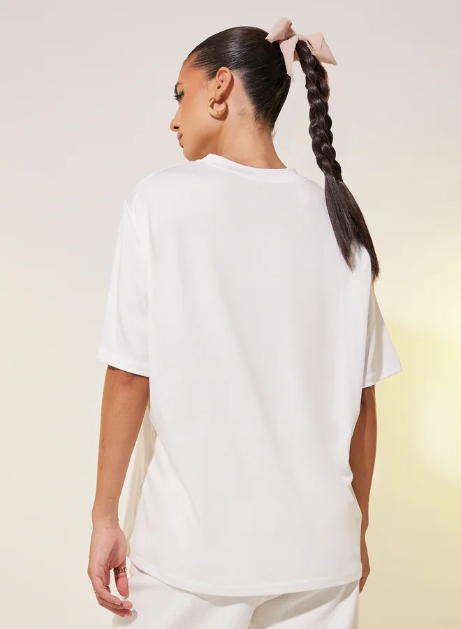 Take Two Slogan Print Round Neck T-Shirt