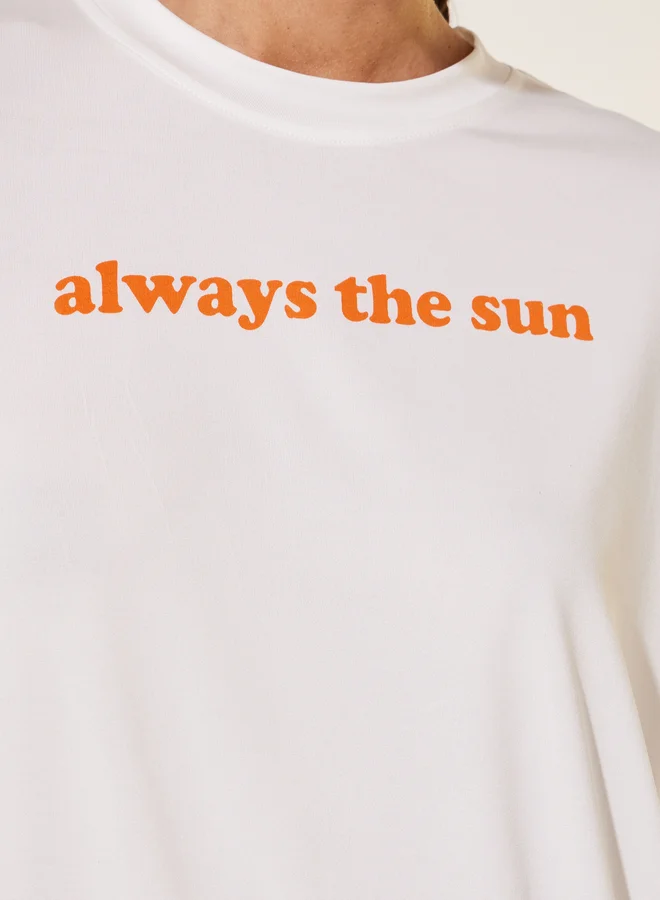 Take Two Slogan Print Round Neck T-Shirt