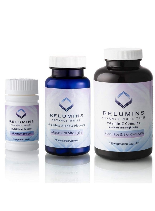 Relumins Advanced Skin Supplement Set - L-Glutathione Complex, Vitamin C, & Antioxidant Support - Nourishing Formula for Healthy Skin - 30 Day Supply - Image 1