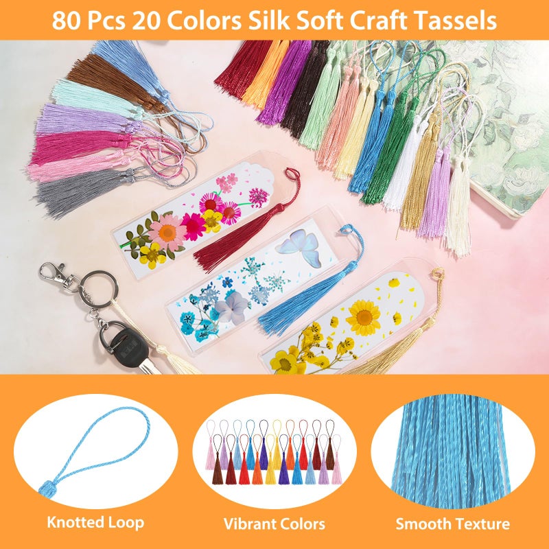 Comkrivy 240 Pcs Kraft Paper Blank Bookmarks, 3 Sizes 2 Colors Bookmark Making Kit with 80 Pcs Clear Bookmark Sleeves & 80 Pcs Colorful Tassels, Paper Book Mark Bulk for DIY Crafts, Gift Tags, School Projects - Image 4