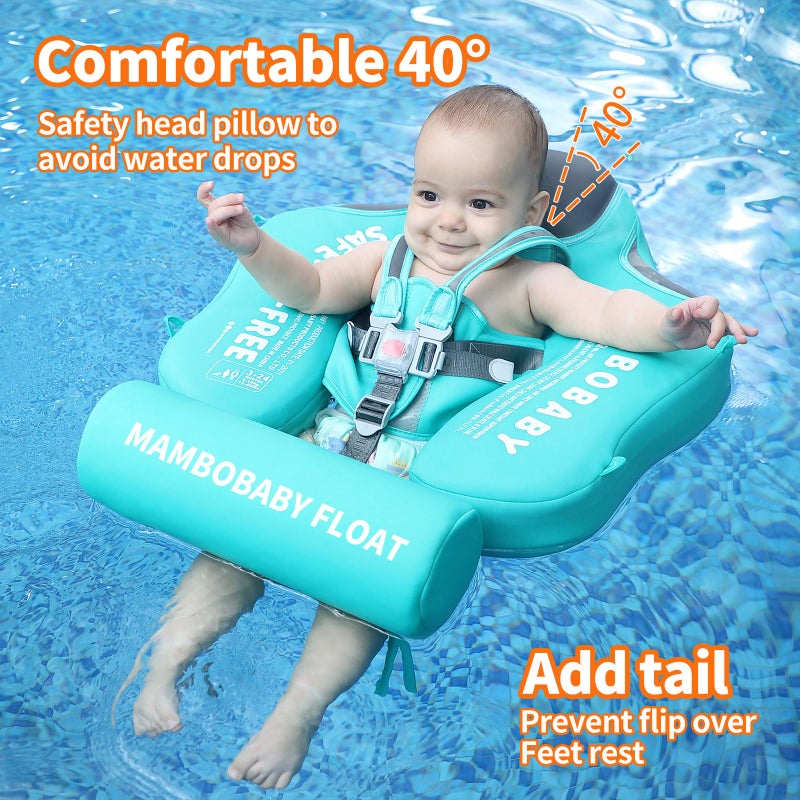 V Convey Mambobaby Float with Canopy and Tail New Upgraded Non-Inflatable Baby Pool Float Mambo Float Swim Trainer Solid Infant Swim Float Adjustable Pearl Foam Baby Swim Ring - Image 4