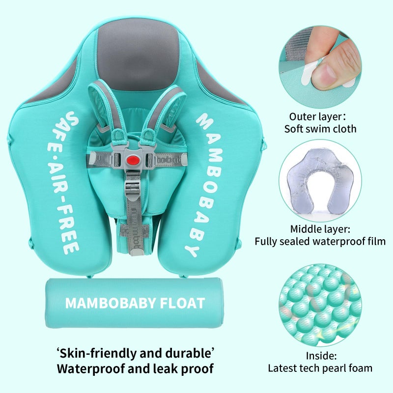V Convey Mambobaby Float with Canopy and Tail New Upgraded Non-Inflatable Baby Pool Float Mambo Float Swim Trainer Solid Infant Swim Float Adjustable Pearl Foam Baby Swim Ring - Image 2