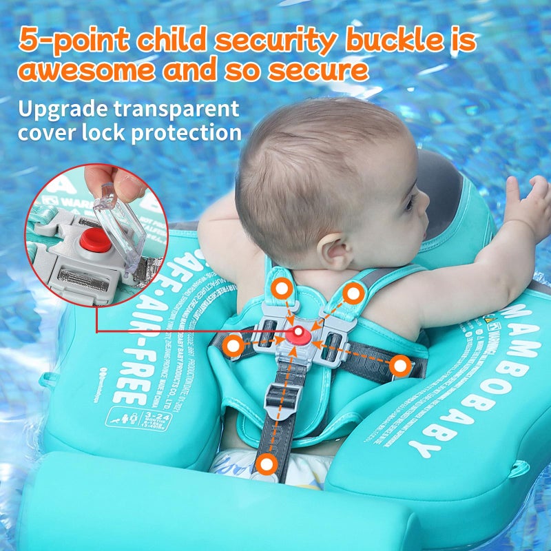 V Convey Mambobaby Float with Canopy and Tail New Upgraded Non-Inflatable Baby Pool Float Mambo Float Swim Trainer Solid Infant Swim Float Adjustable Pearl Foam Baby Swim Ring - Image 5
