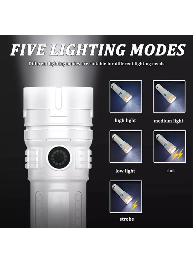 Portable USB Rechargeable Flashlight 5 Modes 3LED Compact ABS Light For Outdoor - Image 5