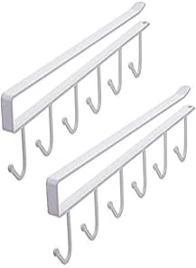 U-HOOME U-HOOME 2pcs Mug Hooks Under Cabinet Cups Storage Hook Multifunction Nail Free Coffee Cups Holder Kitchen Utensil Holder Ties Belts Scarf Hanging Hooks Rack Holder,White 