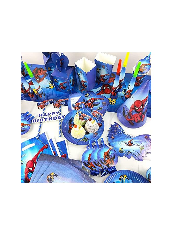 راكسوم أدوات مائدة للاستعمال مرة واحدة للحفلات ذات الطابع الخاص لديكورات عيد ميلاد سبايدرمان - مجموعة أكواب وأطباق حفلات سبايدرمان (136 قطعة، تخدم 10 ضيوف) من BrainGiggles - Image 2