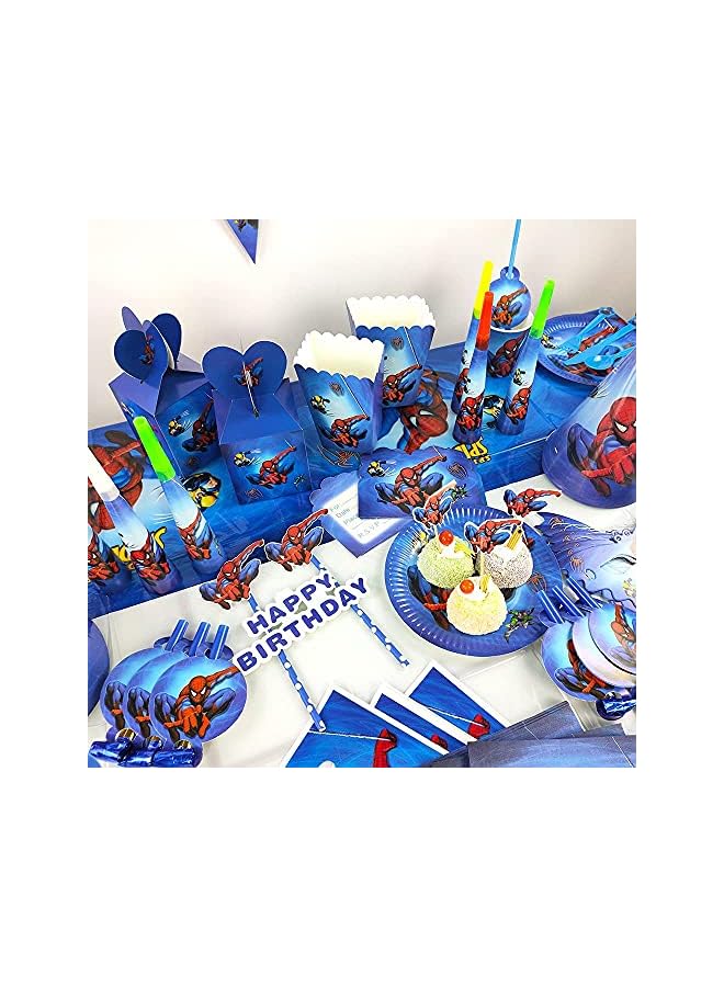 راكسوم أدوات مائدة للاستعمال مرة واحدة للحفلات ذات الطابع الخاص لديكورات عيد ميلاد سبايدرمان - مجموعة أكواب وأطباق حفلات سبايدرمان (136 قطعة، تخدم 10 ضيوف) من BrainGiggles - Image 3