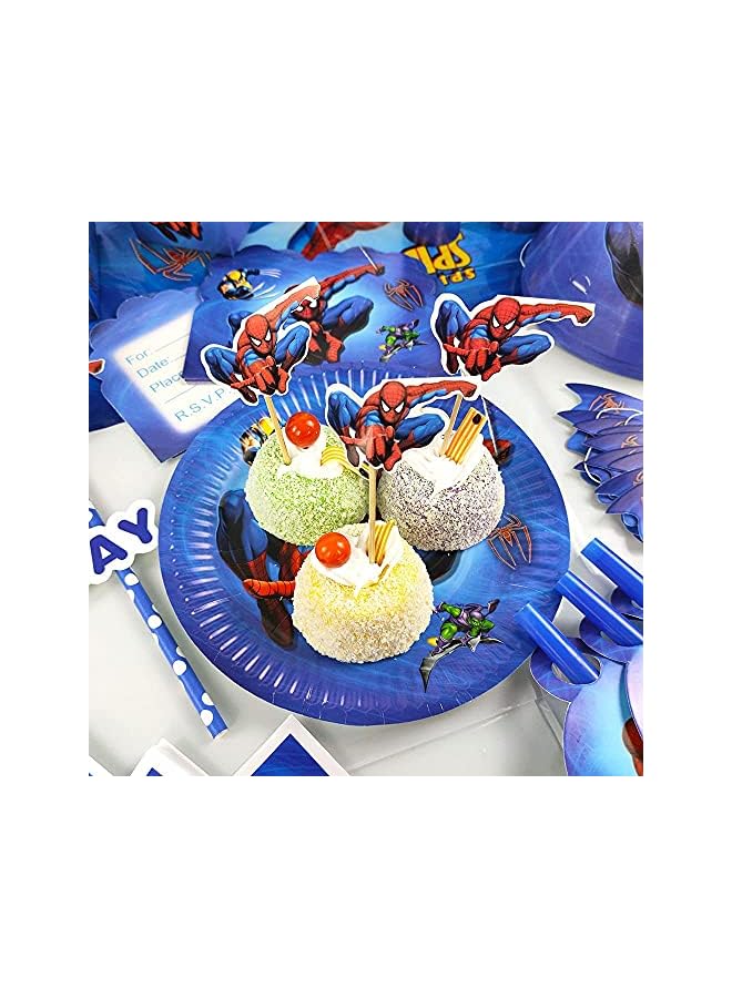 راكسوم أدوات مائدة للاستعمال مرة واحدة للحفلات ذات الطابع الخاص لديكورات عيد ميلاد سبايدرمان - مجموعة أكواب وأطباق حفلات سبايدرمان (136 قطعة، تخدم 10 ضيوف) من BrainGiggles - Image 4