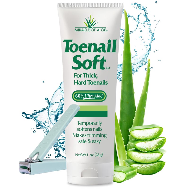 Miracle of Aloe Toenail Softener for Thick Hard Toenails - Safe for Seniors & All Ages - Fast-Acting Toenail Softening Cream - Ingrown Toenail Treatment - Non Greasy Nail Cream Formulated with Natural Aloe Vera, 1 oz - Image 1