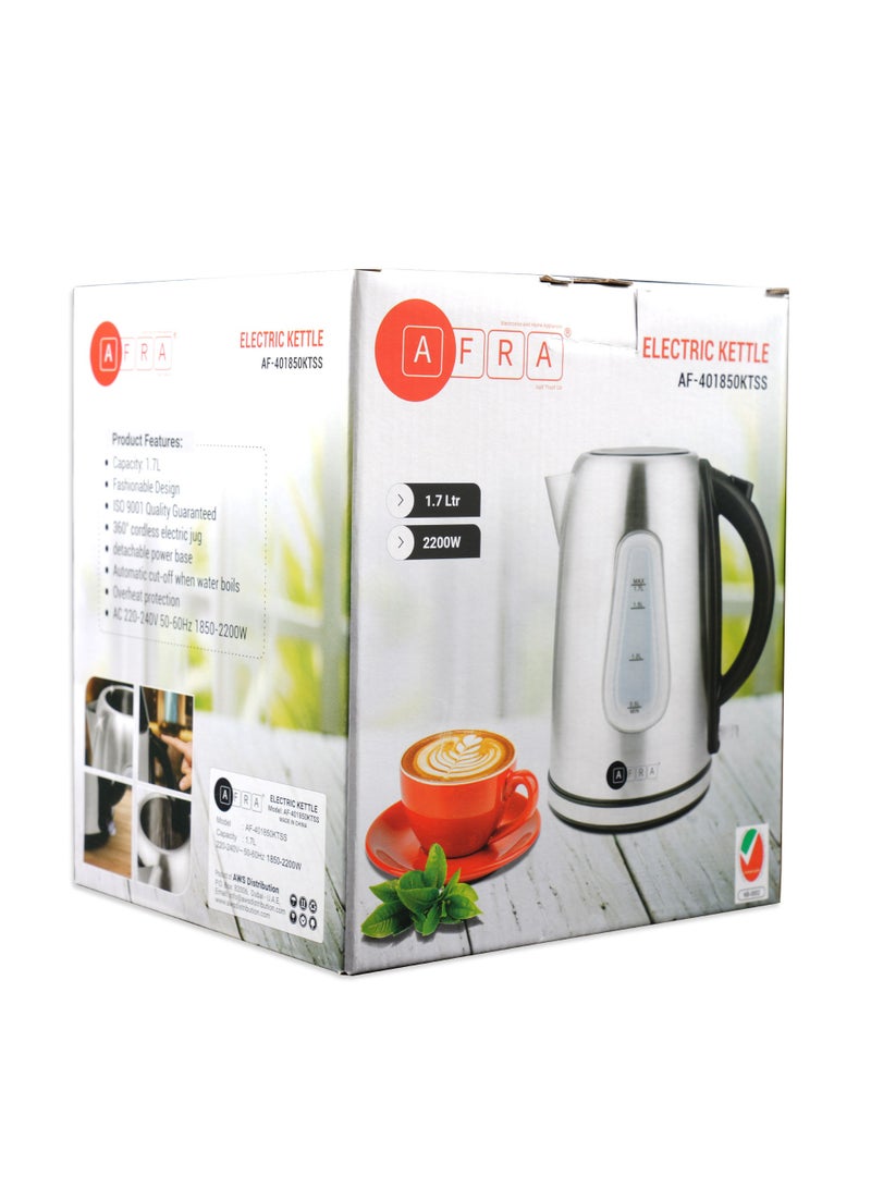 عفرا غلاية كهربائية أفرا، سعة 1.7 لتر، 2200 وات، قطع تلقائي، حماية من الحرارة الزائدة، لمسة نهائية من الفولاذ المقاوم للصدأ، G-Mark، ESMA، RoHS، CB، ضمان لمدة عامين - Image 5