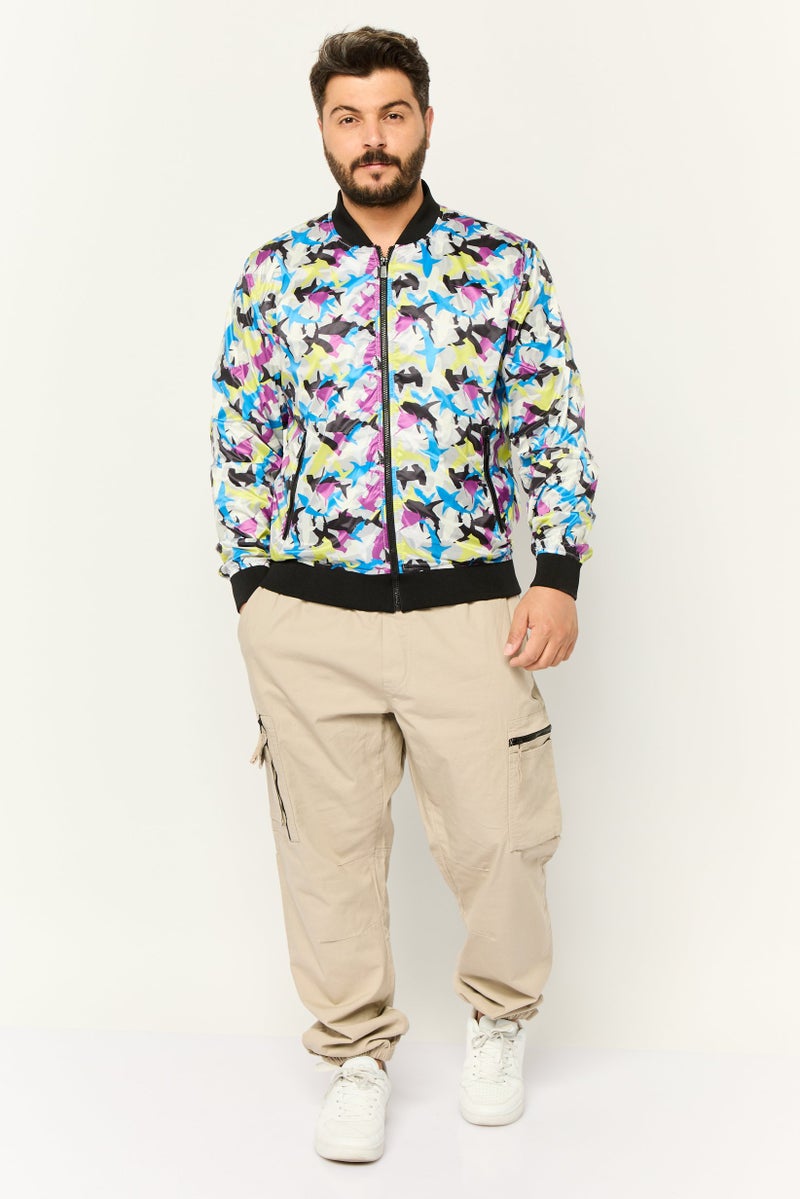 Trussardi Jeans Men Allover Printed Windbreaker Jacket, Multicolor - Image 3