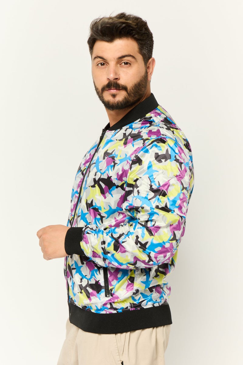 Trussardi Jeans Men Allover Printed Windbreaker Jacket, Multicolor - Image 2