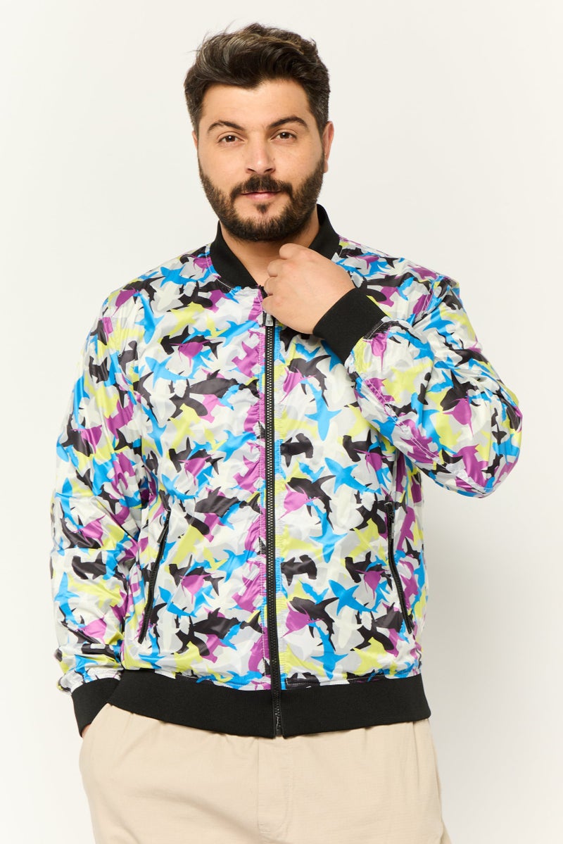 Trussardi Jeans Men Allover Printed Windbreaker Jacket, Multicolor - Image 1