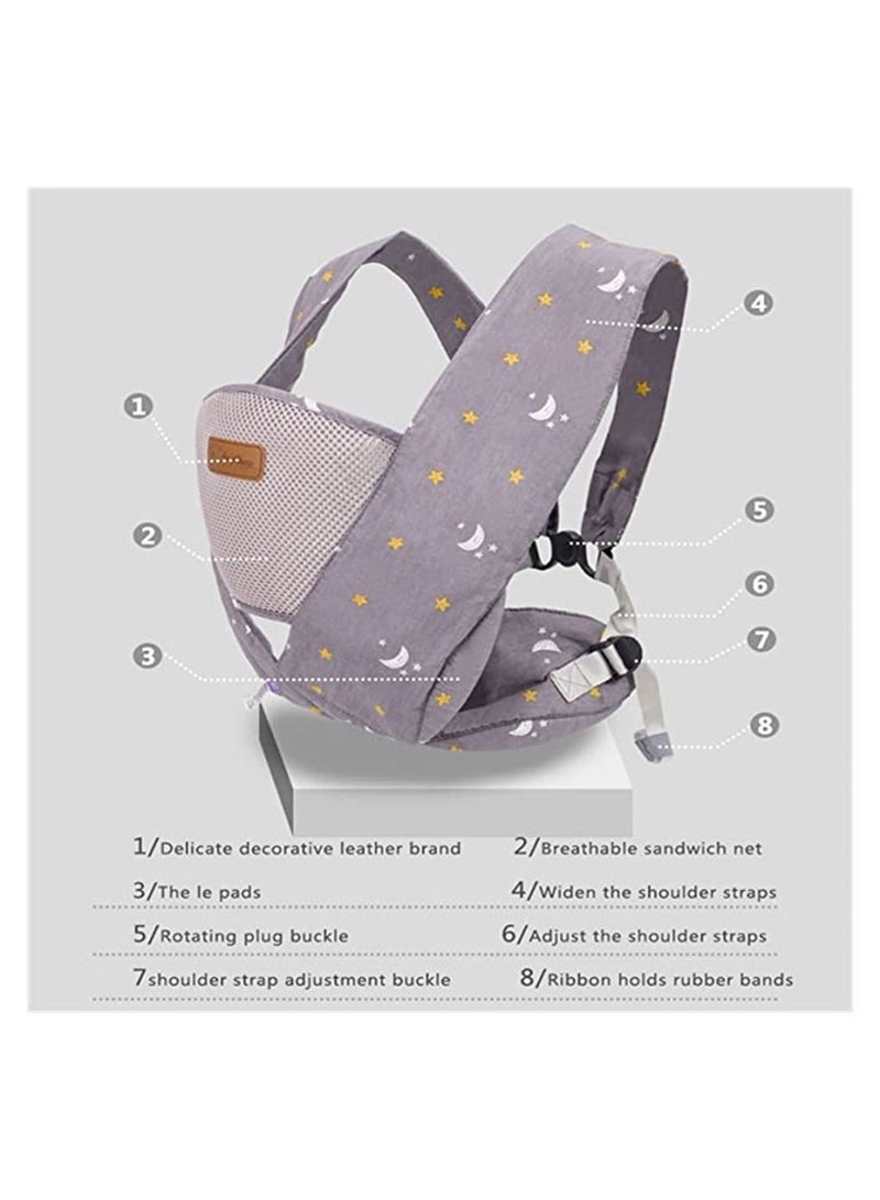 Y&D Baby Carrier, Ergonomic Adjustable Infant Front and Back Carrier for Newborn, Portable Cotton Soft Breathable Sling Toddlers 3 Months to Years Old (0-15KG), Grey  - Image 5