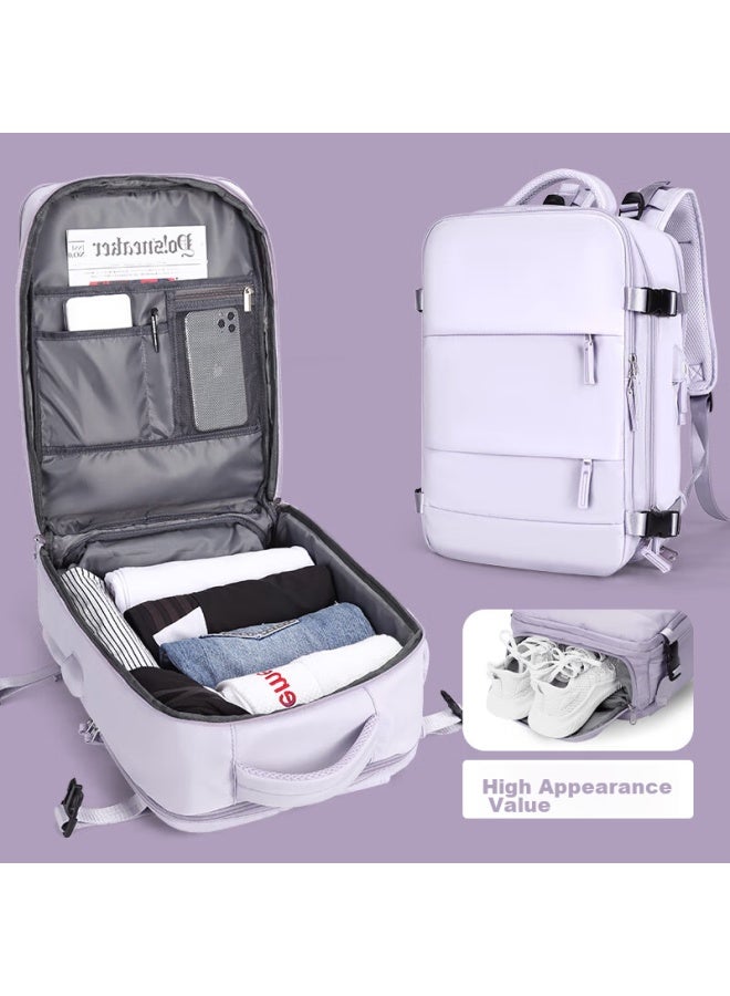 Landcase Backpack, Travel Bag For Women, Large Capacity, Laptop Bag, Student Schoolbag, Business Trip Luggage Bag, 1637 Light Purple - Image 1