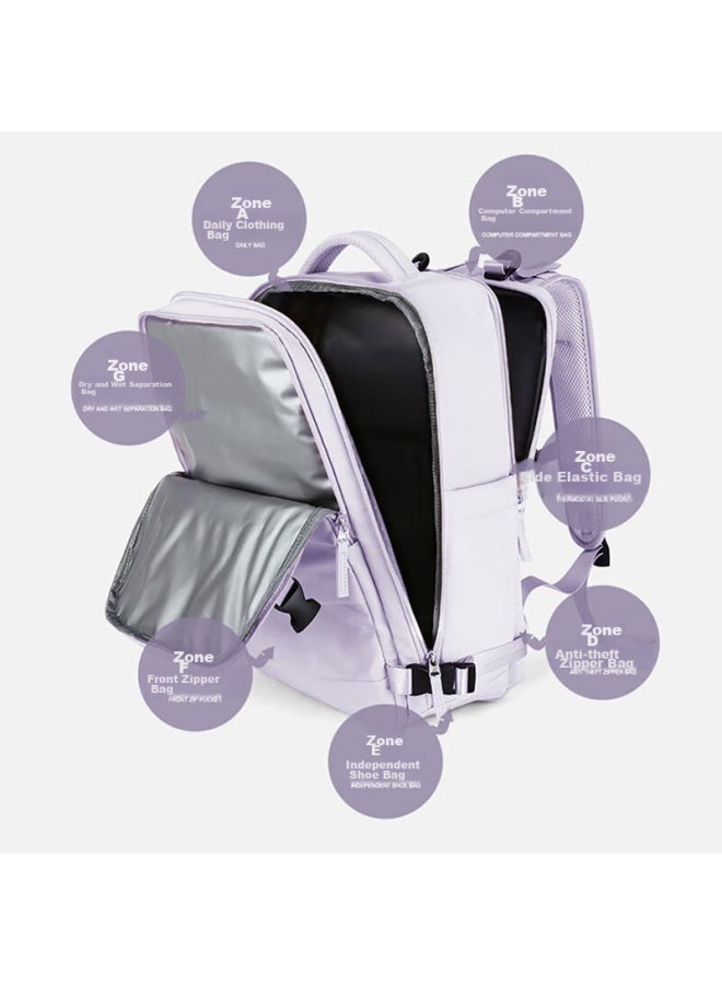 Landcase Backpack, Travel Bag For Women, Large Capacity, Laptop Bag, Student Schoolbag, Business Trip Luggage Bag, 1637 Light Purple - Image 2
