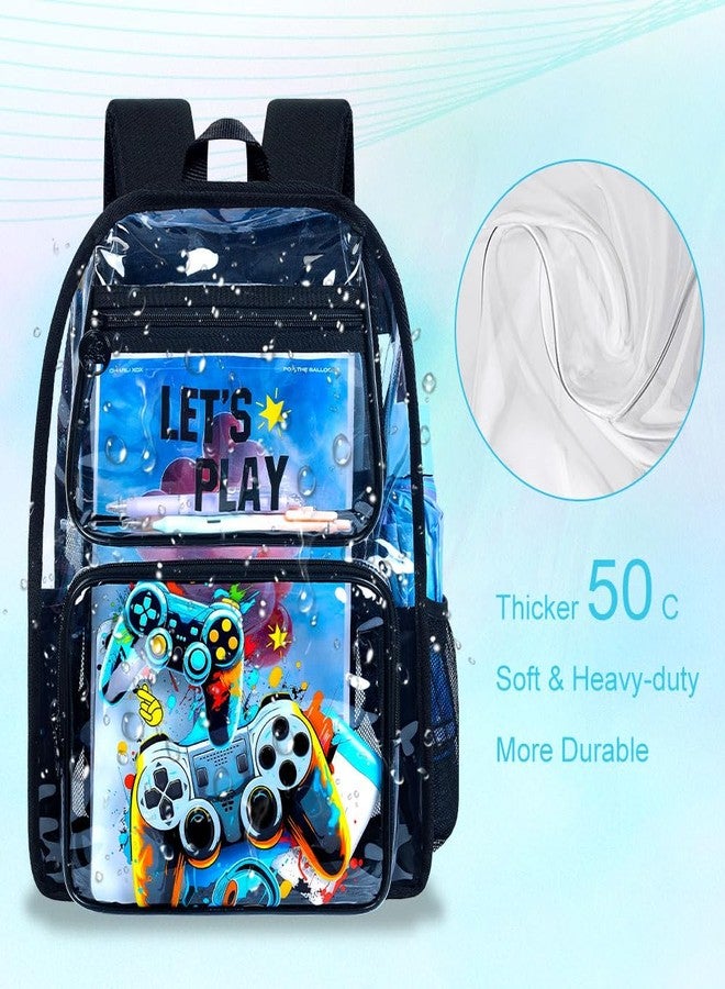 UFNDC 3PCS Kids Clear Backpack for Boys, Game Transparent Bookbag Heavy Duty, See Through School Bag for Elementary Preschool, Boys Game Clear Backpack, One Size, Boys Game Clear Backpack - Image 3