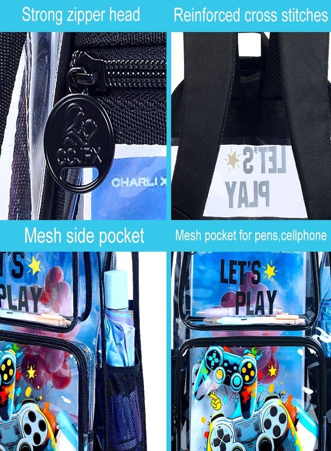 UFNDC 3PCS Kids Clear Backpack for Boys, Game Transparent Bookbag Heavy Duty, See Through School Bag for Elementary Preschool, Boys Game Clear Backpack, One Size, Boys Game Clear Backpack - Image 5