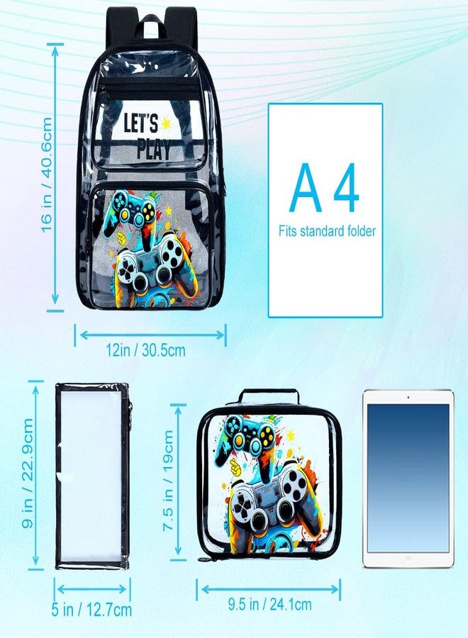 UFNDC 3PCS Kids Clear Backpack for Boys, Game Transparent Bookbag Heavy Duty, See Through School Bag for Elementary Preschool, Boys Game Clear Backpack, One Size, Boys Game Clear Backpack - Image 4