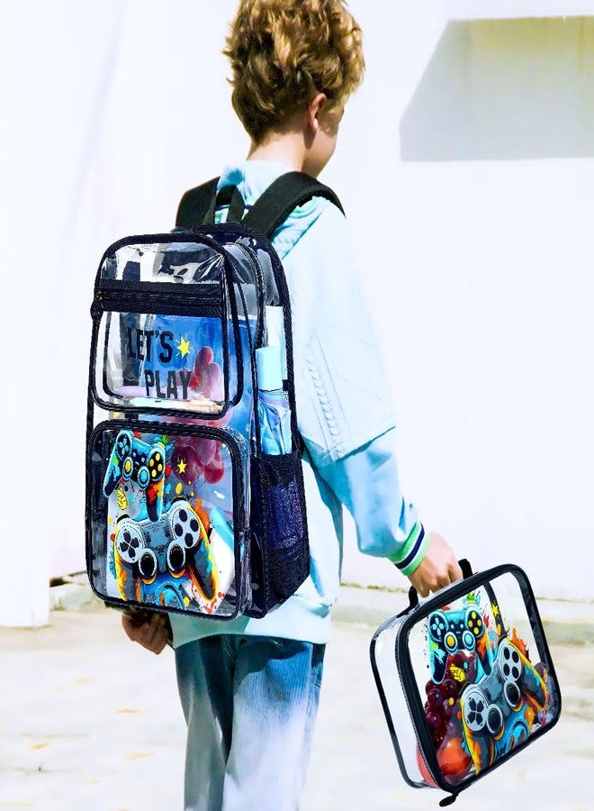 UFNDC 3PCS Kids Clear Backpack for Boys, Game Transparent Bookbag Heavy Duty, See Through School Bag for Elementary Preschool, Boys Game Clear Backpack, One Size, Boys Game Clear Backpack - Image 2