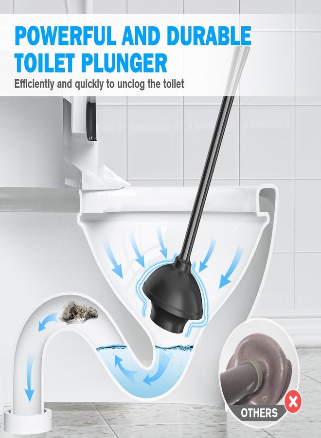 uptronic Toilet Plunger and Brush Set, Bowl Brush and Heavy Duty Toilet Plunger with Ventilated Holder, 2-in-1 Toilet Brush and Plunger Combo for 5.3-inch Toilet Drain Bathroom Deeply Cleaning - Image 2