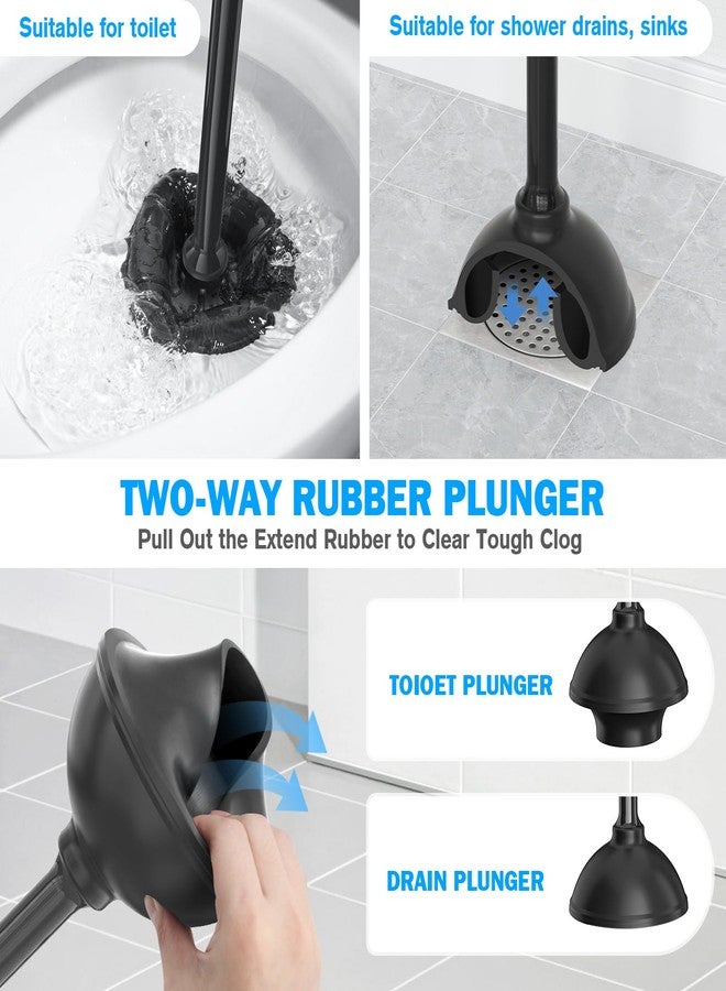 uptronic Toilet Plunger and Brush Set, Bowl Brush and Heavy Duty Toilet Plunger with Ventilated Holder, 2-in-1 Toilet Brush and Plunger Combo for 5.3-inch Toilet Drain Bathroom Deeply Cleaning - Image 3