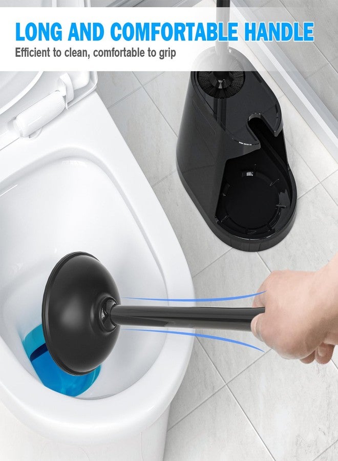 uptronic Toilet Plunger and Brush Set, Bowl Brush and Heavy Duty Toilet Plunger with Ventilated Holder, 2-in-1 Toilet Brush and Plunger Combo for 5.3-inch Toilet Drain Bathroom Deeply Cleaning - Image 5