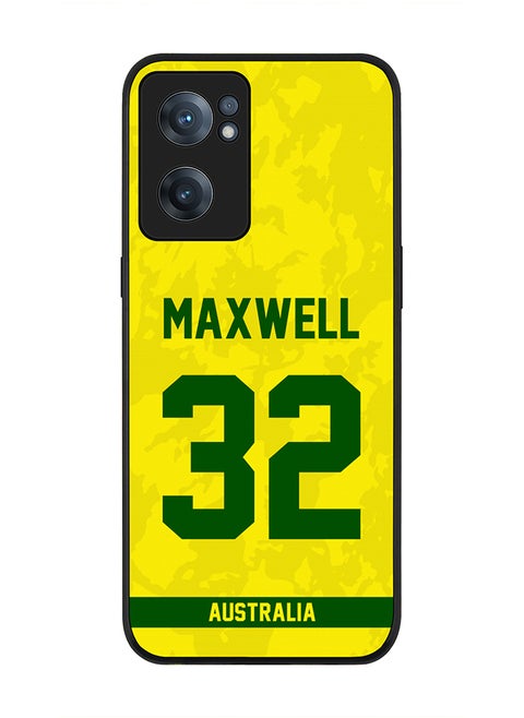 Rugged Black Edge Case for OnePlus Nord CE 2 5G, Slim fit Soft Case Flexible Rubber Edges Thin Cover - Player Name - Glenn Maxwell, Jersey Number- 32