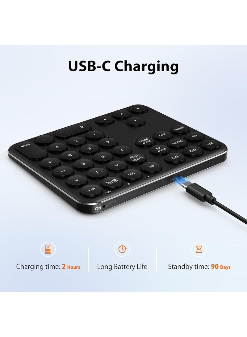 KP11 Bluetooth Number Pad - Portable Wireless 35-Key Aluminum Keypad, Rechargeable & Multi-Device Compatible for Laptop, Mac, iMac, Tablet, PC and Desktop - Image 3