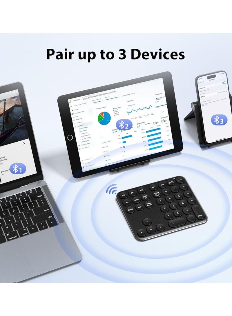 KP11 Bluetooth Number Pad - Portable Wireless 35-Key Aluminum Keypad, Rechargeable & Multi-Device Compatible for Laptop, Mac, iMac, Tablet, PC and Desktop - Image 5