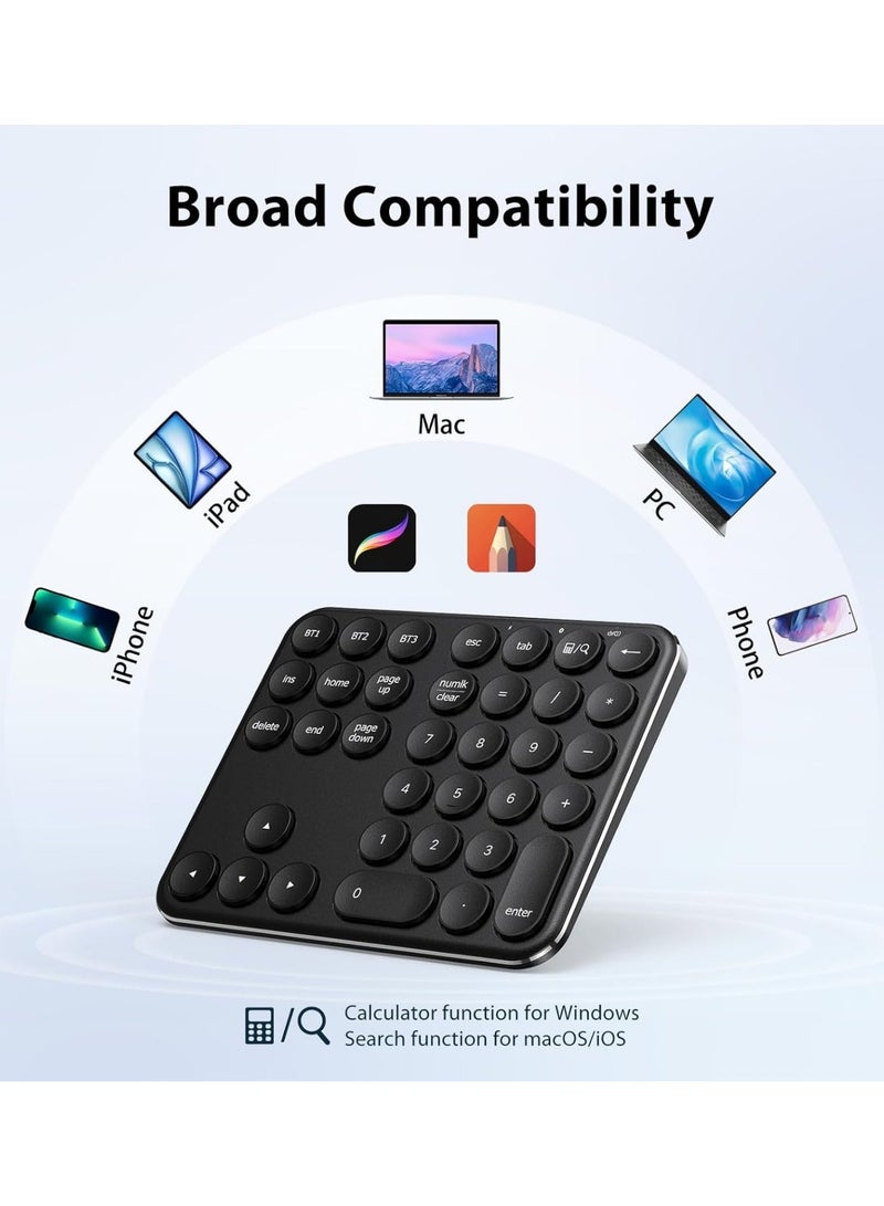 KP11 Bluetooth Number Pad - Portable Wireless 35-Key Aluminum Keypad, Rechargeable & Multi-Device Compatible for Laptop, Mac, iMac, Tablet, PC and Desktop - Image 4